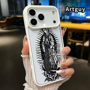 Magnetic Soft Case for iPhone 17 16  Pro Max Plus 15 14 13 12 11 Air E Non-Yellowing Drop Protection Transparent Acrylic The Virgin Mary Pattern Shockproof Silicone Cover Supports Wireless Charging