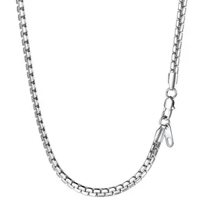 【FathersDayGift】PROSTEEL Flat Box Chain Necklace Stylish Stainless Steel Width 4/6mm Length 14-30 Inches Simple Minimalist Unisex Jewelry For Men Women Gift Box
