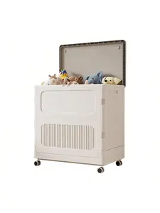 Gaomon Tall Plastic Laundry Basket Organiser, Large-Capacity Flip-Top Folding Storage Box with Lock Wheels, Home Storage Solution for Clothes/Quilts (1pc)
