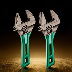2-in-1 Adjustable Wrench & Pipe Wrench, 6-Inch Large Opening Dual-Use Spanner Tool, Heavy-Duty Short Handle Plumbing Wrench with Anti-Slip Jaw, Chrome Vanadium Steel for Bathroom Installation, Pipe Fittings, Home Repair & Maintenance