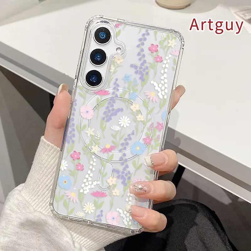 Fresh Color Floral Advanced fashion giftMagnetic Case for Samsung Galaxy S24 Plus S25 Ultra S23 FE Ultra S22+ Shockproof Soft Premium Stylish Durable Protection Case
