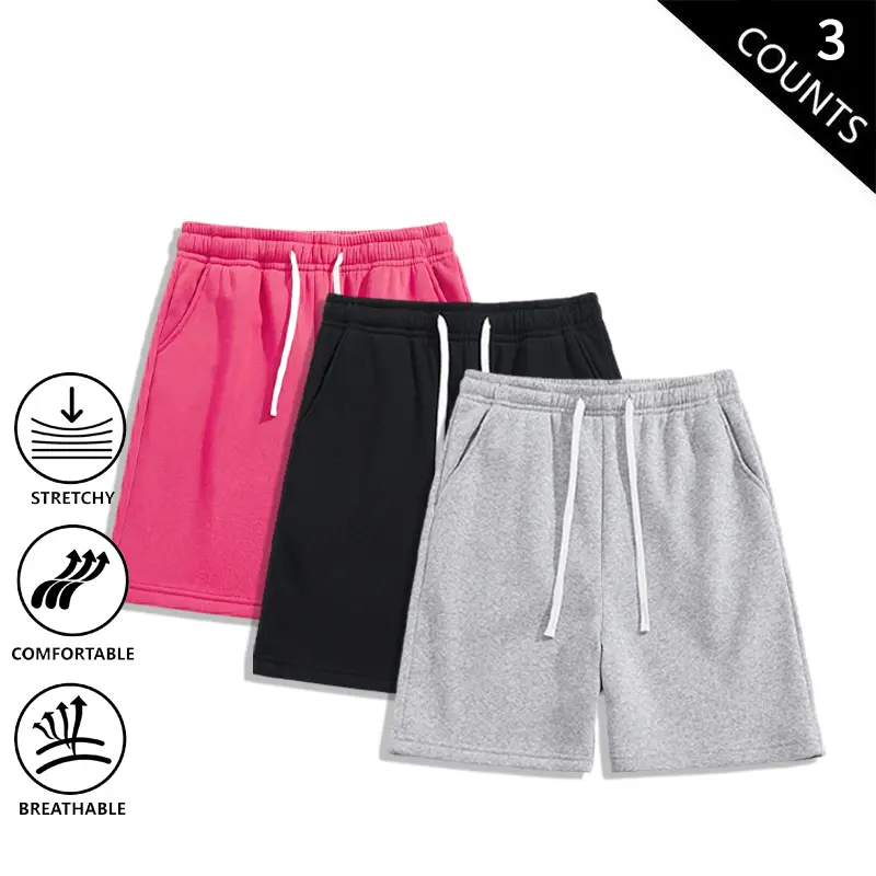 Men’s 3-Pack Loose-Fit Bermuda-Length Casual Shorts - Summer Athletic Sports Bottoms