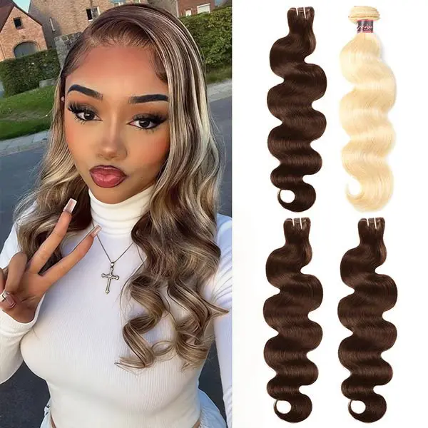 P4/613 Bundles Highlight Body Wave Bundle Raw Hair Bundles 20~28 Inch Blonde Human Hair 100g/pc Human Hair Extensions