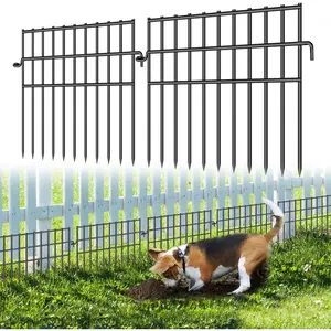 37ft (L) X 13in (H) Garden Animal Barrier Fence, 26 Pack No Dig Dog Fence Border, 1.44in Gap Decorative Fences, Rustproof Metal Wire Garden Border Fence for Dog, Rabbits Ground Stakes