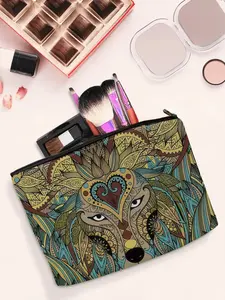 1PC wolf Makeup Bag - Zipper Pouch, Lightweight & Foldable Travel Organizer with Double-Sided Design for Cosmetics, Cute Gift Idea, Compatible for Travel, Gym, Camping - Ideal Gift for & Women, Ideal for Spring and Summer Getaways3.27PYT-18