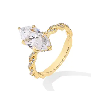Gorgeous 3CT Marquise Shape D Color VVS1 Gems Ring for Women  Anniversary Party Gift