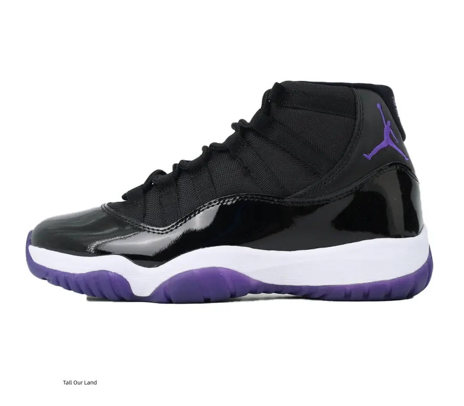 Trendy Black Purple White High Top Casual Sneakers Gloss Patent Leather Retro Basketball Style Shoes, Non Slip Outsole Breathable Upper Daily Walking Shoes