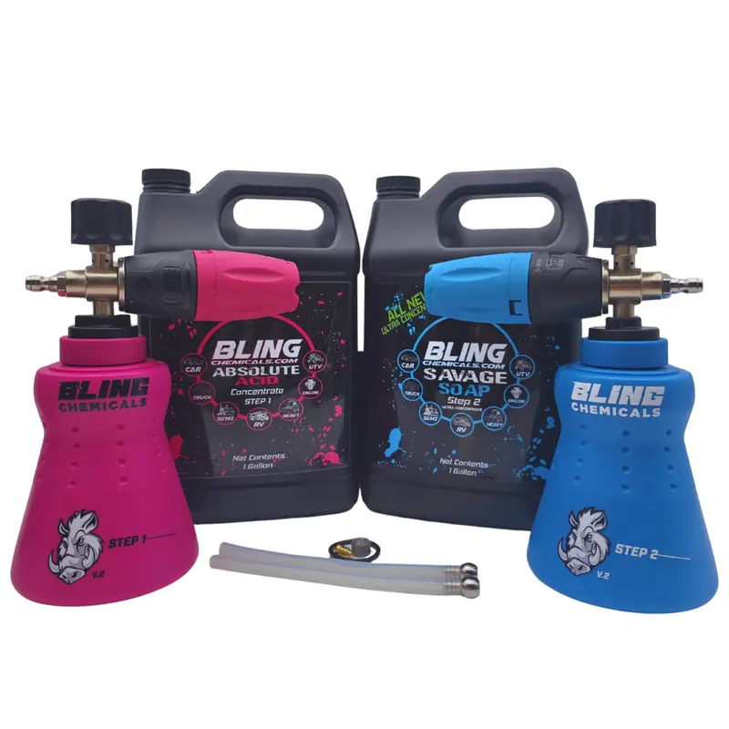 Bling Chemicals 2-Step Touchless Wash Kit - Exterior Wash Kit, Car Wash Soap, Car Washing Supplies, Car Wash Set, Truck Cleaner