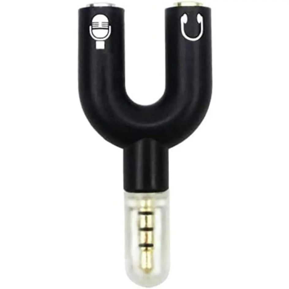 3.5mm Stereo Y-Splitter Adapter - 1 x Y Splitter with 4-Position Male Jack, Female Headphone Plug, Separate Earphone & Microphone Functions, Controller Accessories for PC, PS4 Audio Port Use