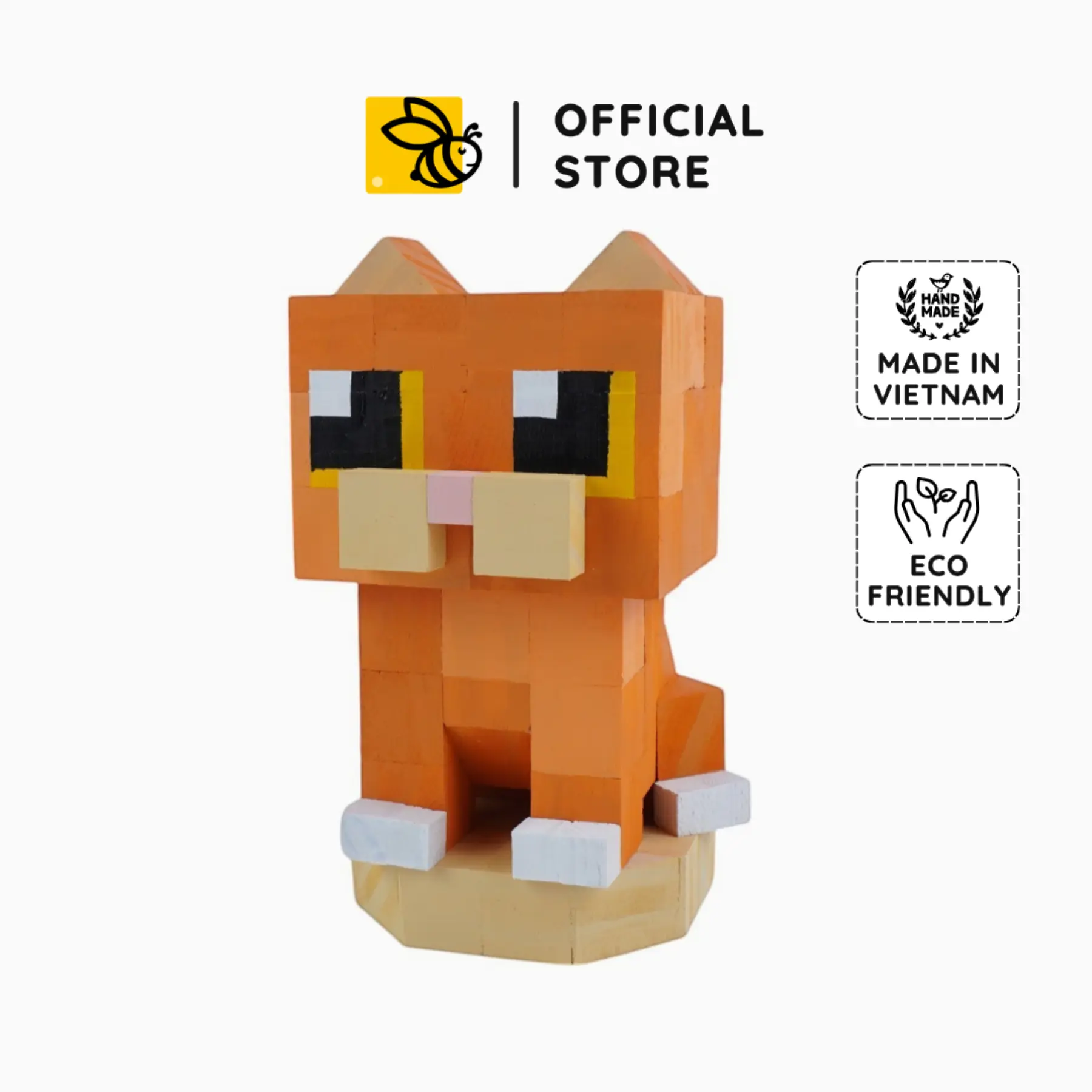 Garfield Cat Wood Model - Handmade Pixel Art Decor, DIY Wooden Toy, Unique Gift for Him & Her