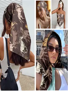 Elegant Running Horses Graphic Scarf, Ultra Soft & Lightweight, Versatile Square Wrap for Ranch Outings, Festival Looks & Boho Layering, Boho Shawl – Trendy & Comfortable