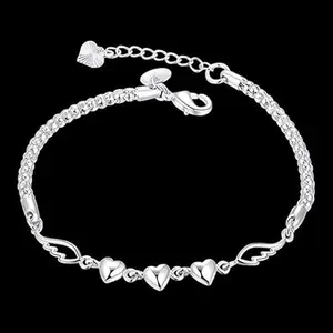 Women Bracelets, Chain Bracelet Adjustable Fine Workmanship Reusable Luxury Love Heart Charm Bracelet Female Jewelry Women Bangle for Banquet