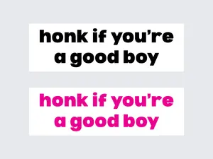 honk if you're a good boy | Bumper Sticker AND Magnet | Funny Meme Sticker | 8.7'' X 2.7'' | Waterproof Premium Quality
