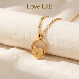 LOVE LAB Dainty Heart Initial Necklace – Personalized Letter Pendant, Elegant Gold Jewelry Gift for Her. Perfect Birthday, Valentine’s, or Anniversary Present for Women & Girls.