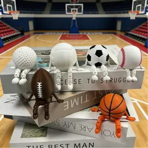 6-Piece Sports Ball Figurine Set, Football Basketball Rugby Golf Baseball Volleyball Decorative Ornaments, Creative Gift Ideas