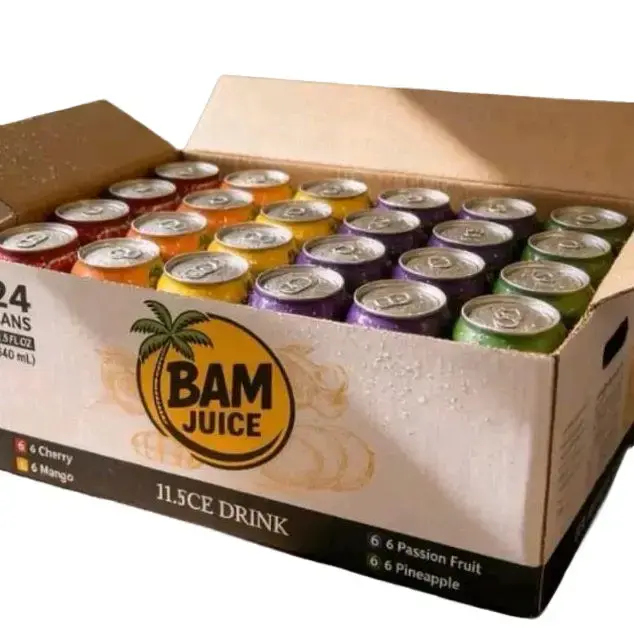 BAM Juice 24-Can Variety Pack – Tropical Fruit Flavored Beverage, Cherry, Mango, Passion Fruit & Pineapple, 11.5 fl oz Cans (Pack of 24)