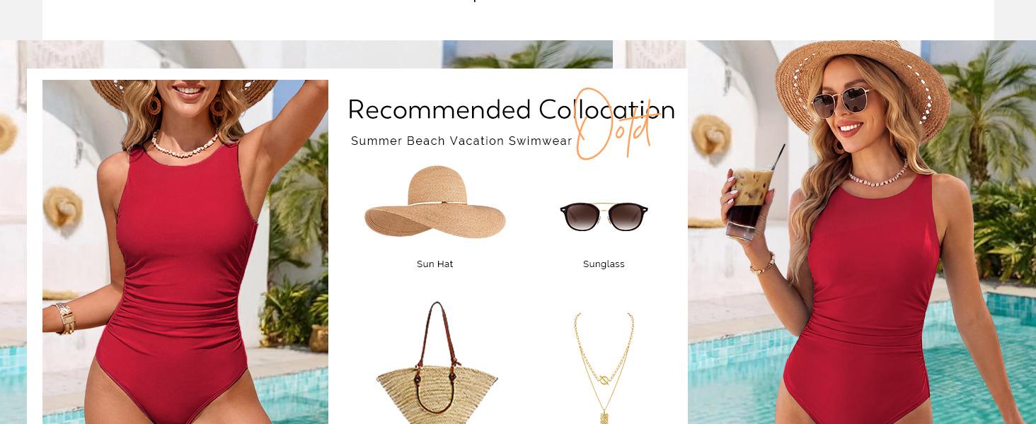 ANRABESS Women Swimsuits One Piece Tummy Control Full Coverage Backless Bathing Suit Ruched Swim Suit Beach Vacation Swimwear