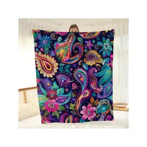 Festive Paisley Print Throw Blanket - All Seasons