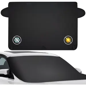 Premium All-Weather Car Windshield Cover - Durable Polyester, Sun & Snow Protection, Easy Install for Most Cars, SUVs