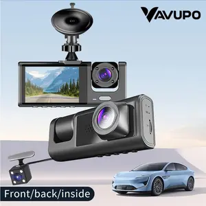 3 Channel Car DVR, 1080P Dash Cam with IR Night Vision, Loop Recording Car DVR Camera with 2 Inch IPS Screen, Car Black Box Recording