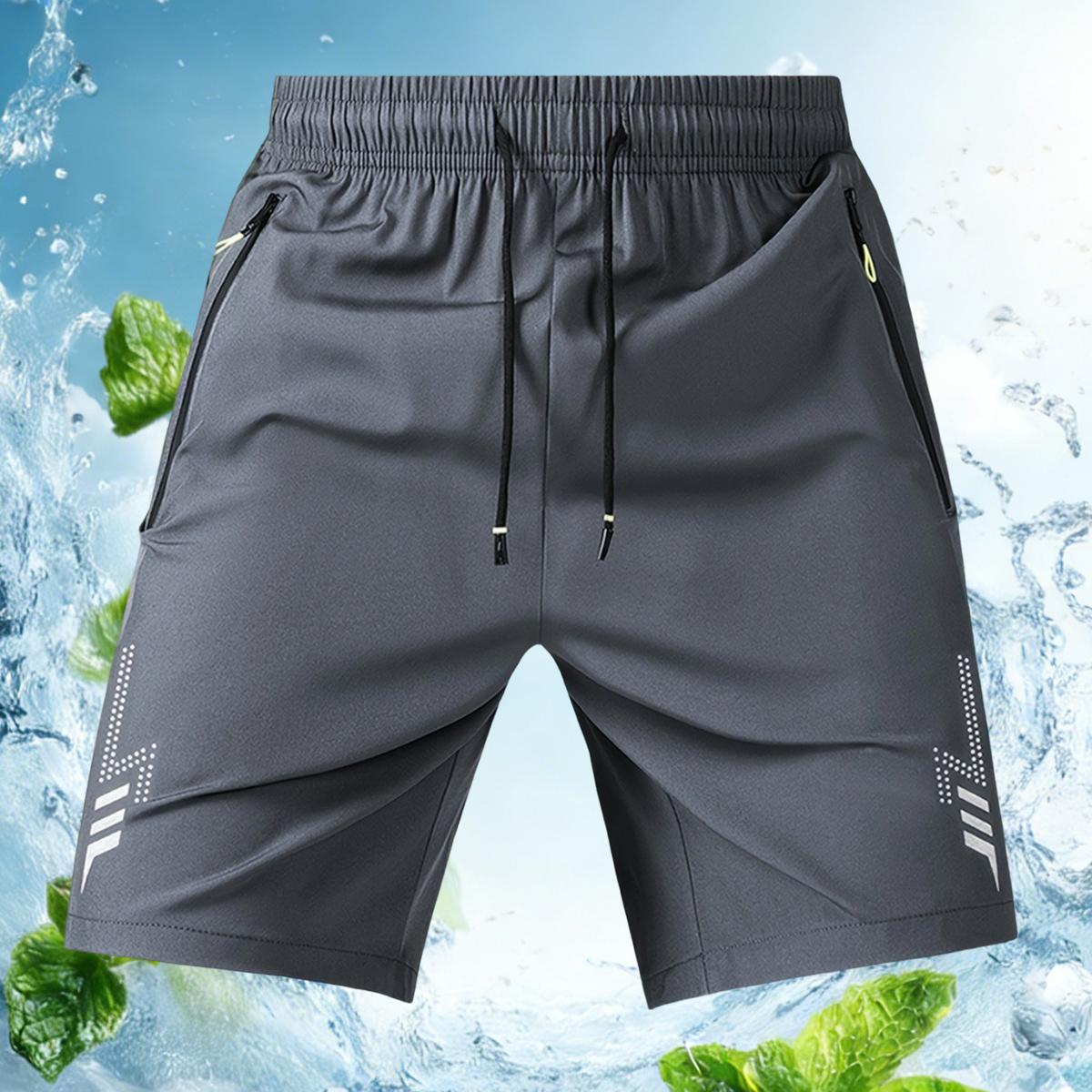 Pack of 3 unisex fashion athletic shorts featuring reflective geometric prints on both sides, a drawstring waistband, and side zipper closures.Perfect for summer wear, everyday exercise, and outdoor activities like running.