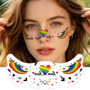 2-Pack Waterproof Rainbow Pride Temporary Face Tattoos, Cute Lgbtq Flag Stickers, Festival Parade Beach Party Makeup Accessories