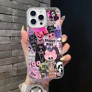 Magnetic Soft TPU Phone Case for iPhone 11/12/13/14/15/16/17 Pro Max, Pink Spooky Horror Collage MagSafe Compatible Mobile Phone Accessory, Aesthetic Pattern, Lightweight, Magnetic Closure, Anti-Scratch, Resistance, Accessories, Stylish Accessories