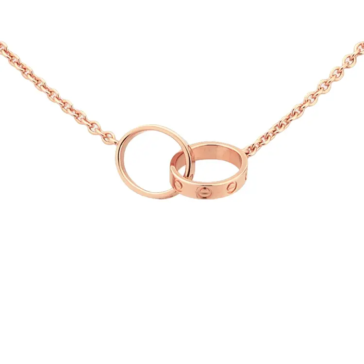 Pre-owned Cartier Interlocking LOVE Pendant Plain Rose Gold, Interlocking Non Full Set