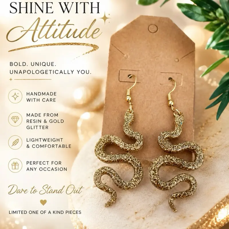 Snake Resin Earrings, Vintage Animal-Shaped Dangle Earrings for Women, Lightweight Statement Jewelry for Daily Wear