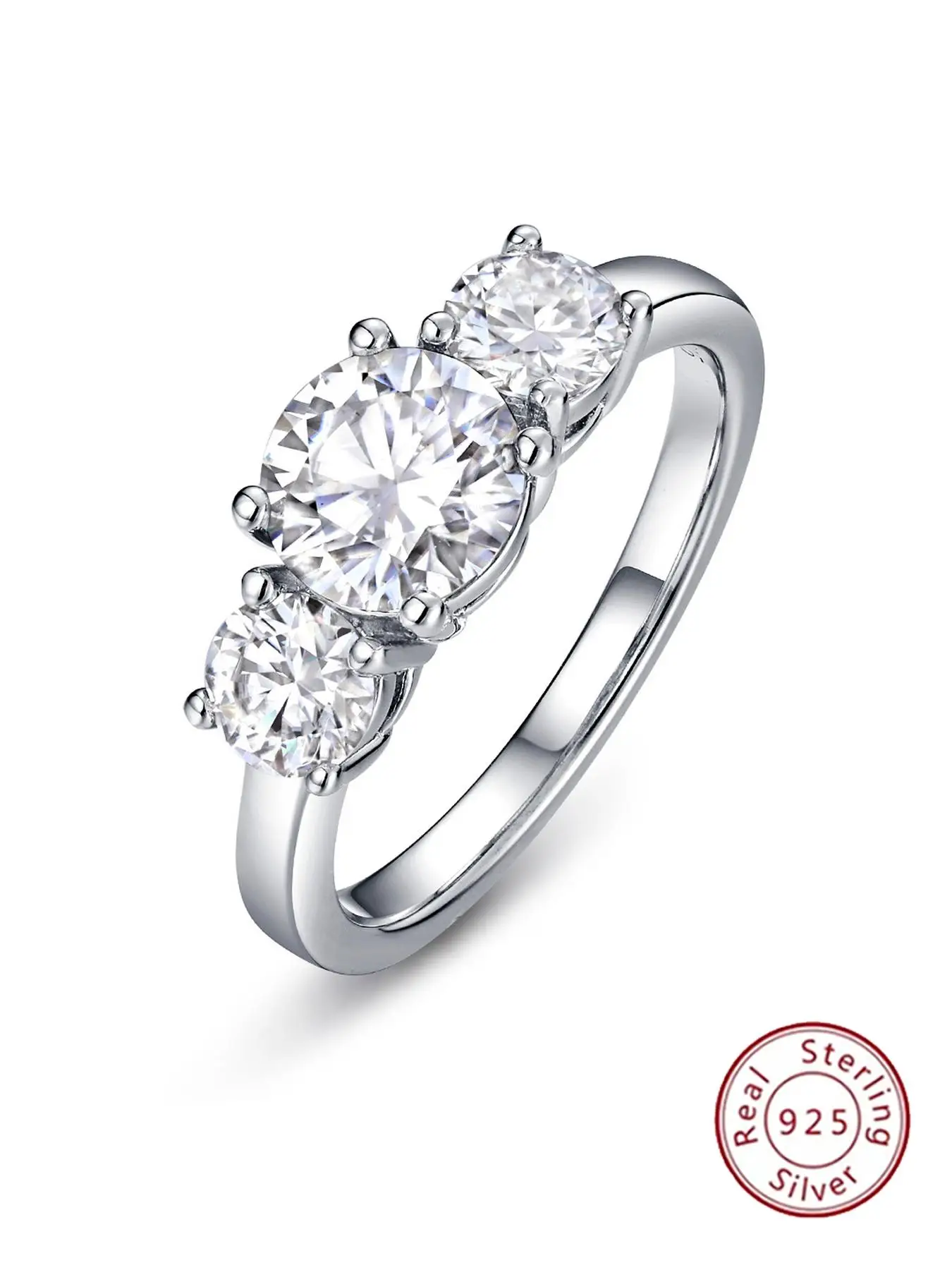 S925 Sterling Silver Moissanite Decorated Ring, Exquisite Light Luxurious Ring, Fashion Jewelry Accessories for Women & Girls