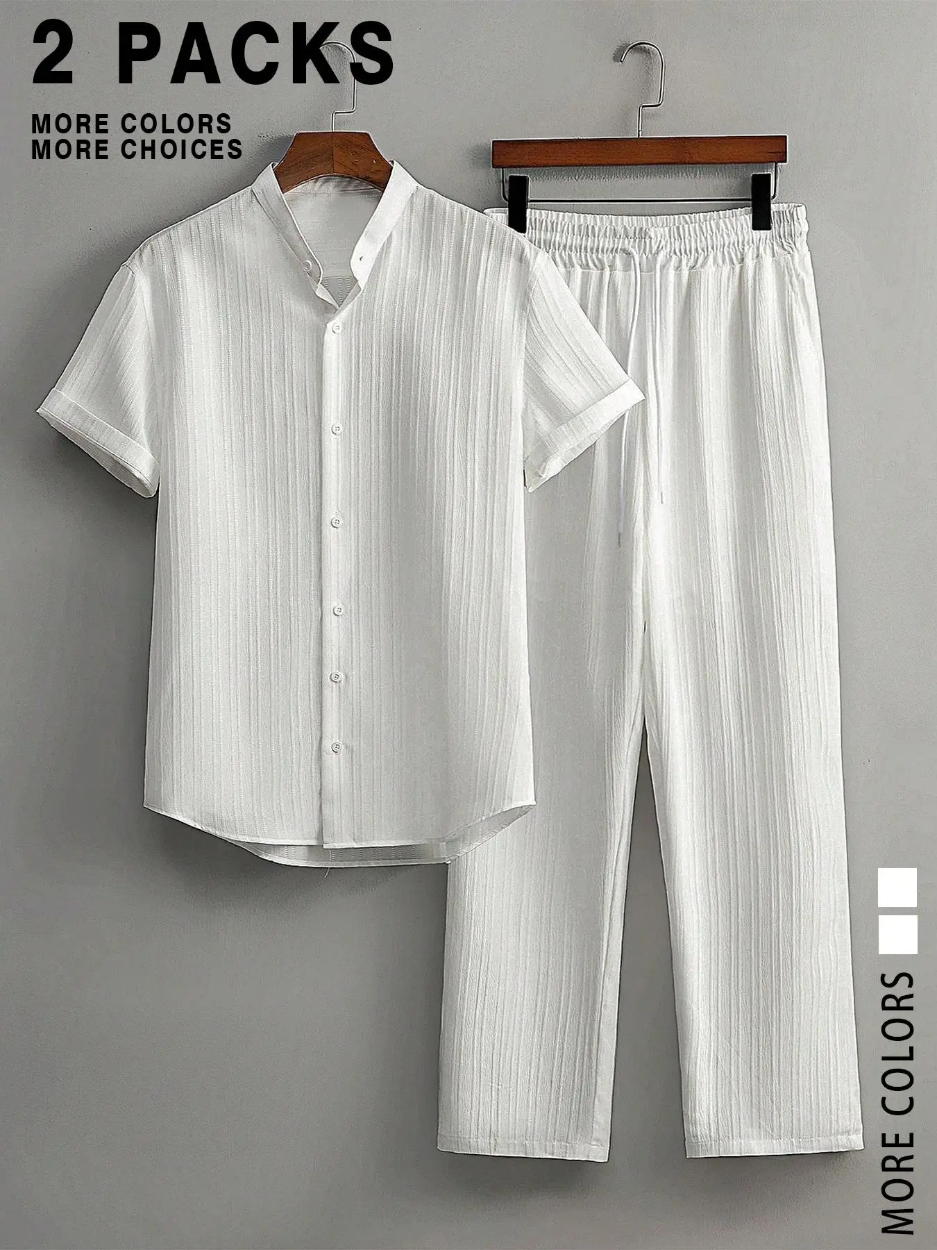 Men's Solid Top & Pants Two-Piece Set, Regular Fit Casual Comfy Shortsleeve Top & Trousers for Daily Wear, Men's Two-piece for All Seasons