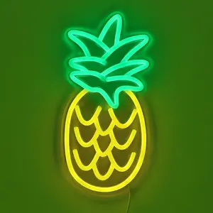 Tropical Pineapple LED Neon Sign - Wall-Mounted Pineapple-Shaped Night Light -Controlled for Tiki Bars, Hawaiian Parties, Home, Cafe & Game Room Decor