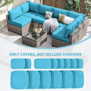 14-Pack Outdoor Cushion Slipcovers Waterproof Patio Covers with Zipper Replacement for Furniture Covers Only
