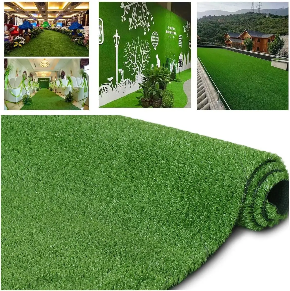 Economy 6.6x16.4ft Artificial Grass Turf Lawn - 0.5in Pile Height Decorative Synthetic Mat with Rubber Backing, Drainage Holes, Customizable Sizes, Artificial Turf Mat Doormats for Backyard, Patio
