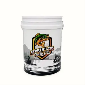 Rippin' Lips Checkin' Tits Bucket - 5 Gallon Round Fishing Bucket for Anglers, Durable BPA Free Polypropylene, Food Grade, Perfect for Tailgate & Camping