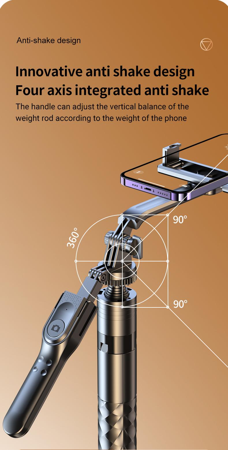 2026 New Upgraded Professional Anti-Shake Gimbal Selfie Stick , 1.7m Extendable Selfie Stick with Tripod Stand & Wireless Remote. 360° Rotation for Vlogging, Compatible With iPhone 17/16/15 & Android Phones.