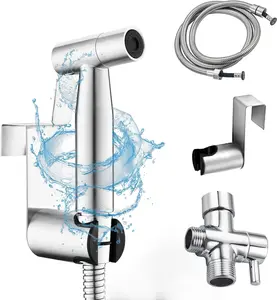 Brushed Nickel Handheld Bidet Sprayer for Toilet,Jet Sprayer Muslim Shower,Adjustable Cloth Diaper Handheld Bidets Attachment for Toilet,Toilet Bidet Sprayer with Bidet Hose for Feminine Wash