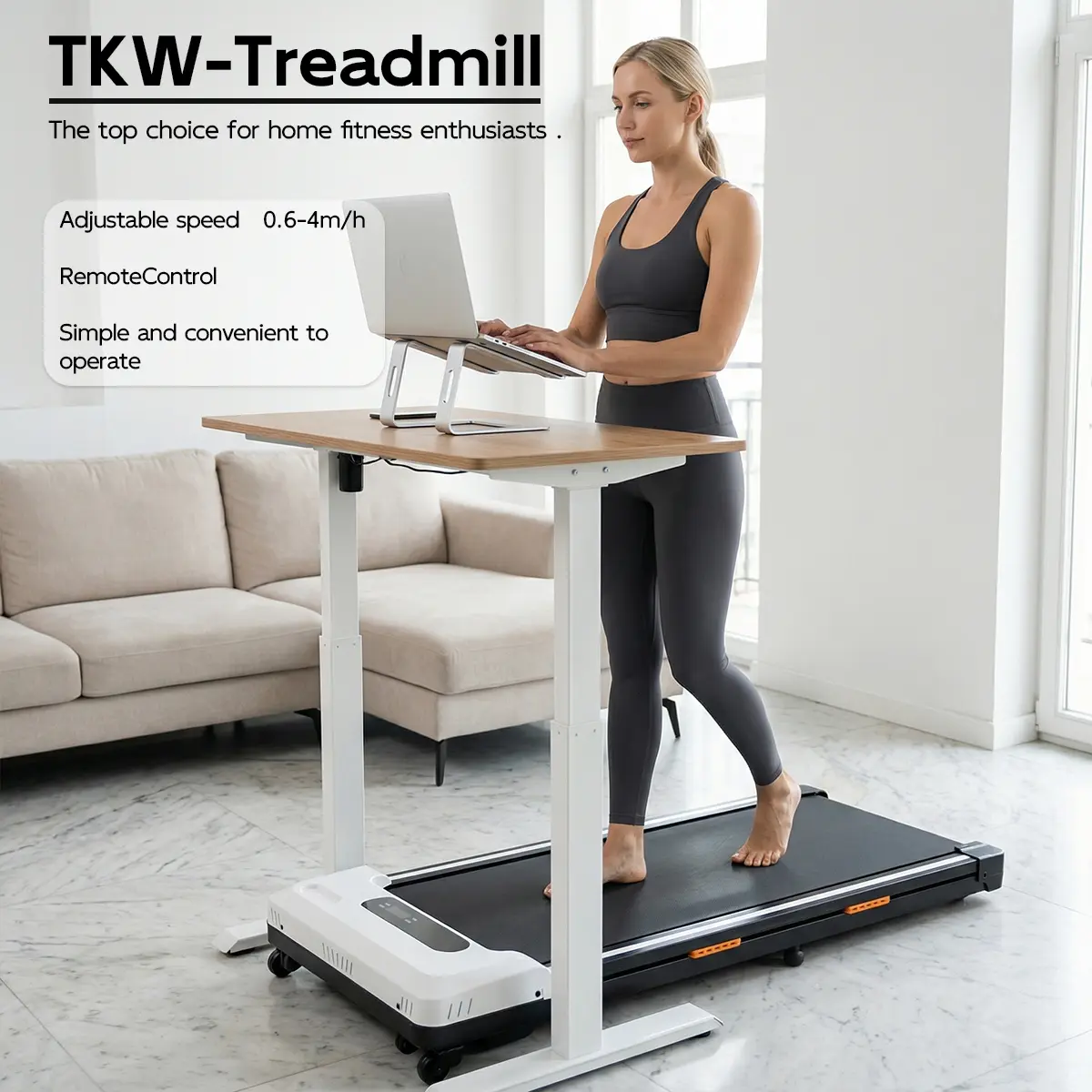 TKW Treadmill】Low-Noise Motor – 300lbs Weight Capacity Spacious
