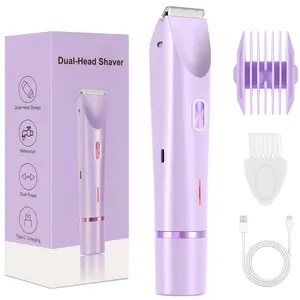 Electric Body Hair Trimmer - Groin Trimmer for Men - Bikini Trimmer Women - Wet/Dry Shaver Groomer, Replaceable Blade Heads, USB Rechargeable Waterproof Hygiene Razor
