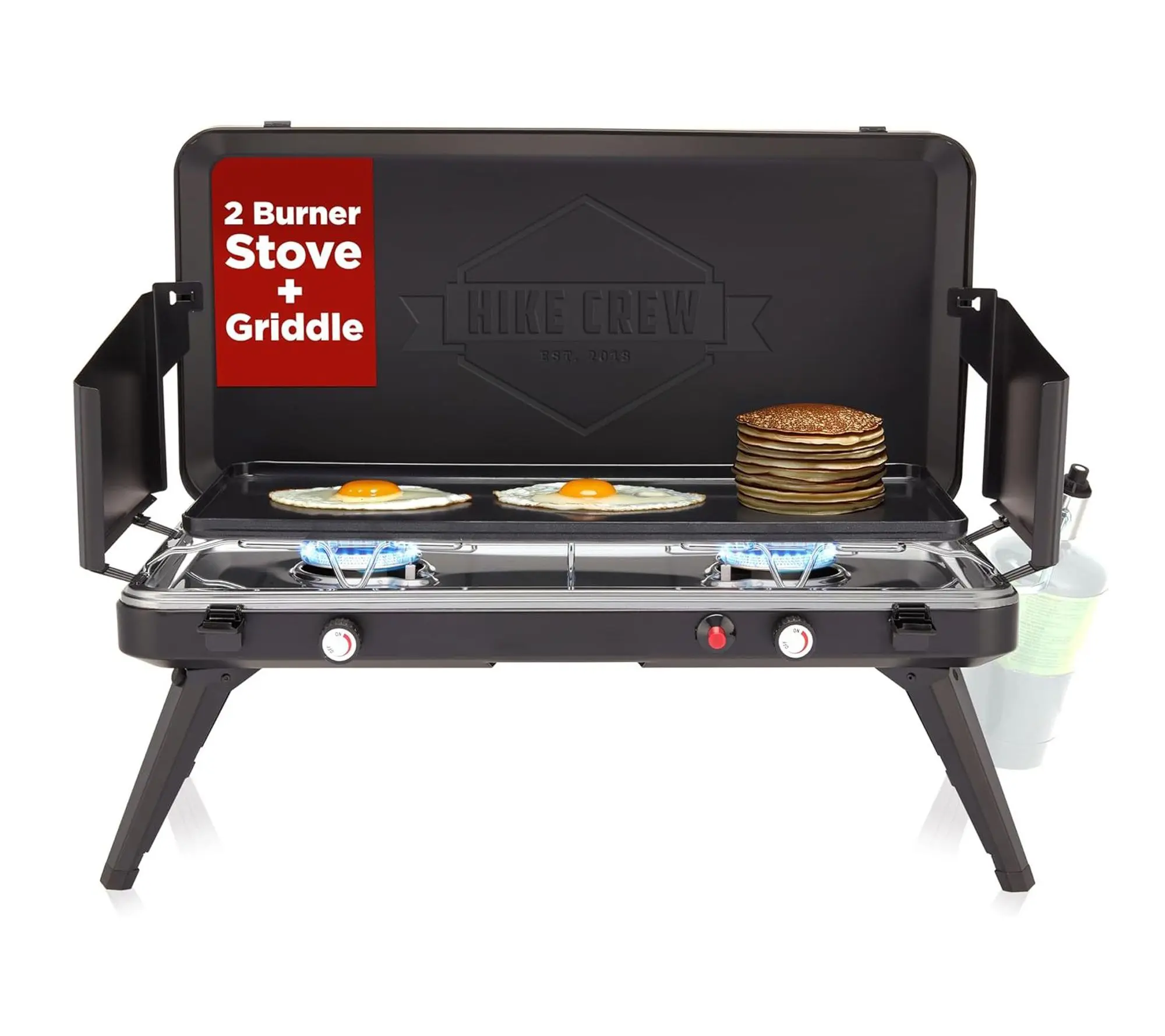 Hike Crew 2-Burner Gas Camping Stove & Griddle- 20,000 BTU Hike Crew 2-Burner Gas Camping Stove & Griddle- 20,000 BTU