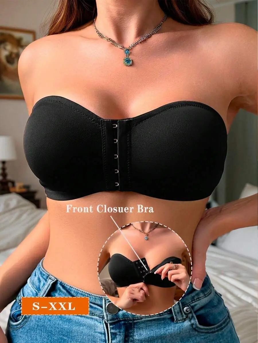 Front Row Buckle Strapless Women's Bra Without Steel Ring, Soft And Underwear Bustier
