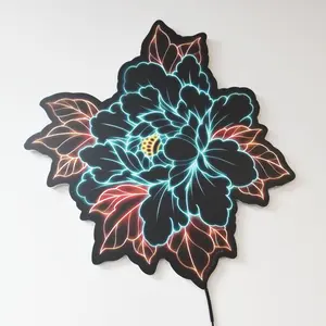 Large (18") Peony Lighted Tattoo Tacker by Artist Bryce Bowerman – Handmade in the US