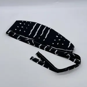 Black and white unisex pixie Men surgical SCRUB HAT CAP, nursing caps, tie back cap, satin lining option African print men scrub cap