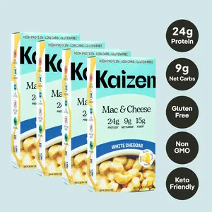 Kaizen Low-Carb High-Protein White Cheddar Mac & Cheese – 24g Protein, 9g Net Carbs, Gluten-Free, Keto-Friendly