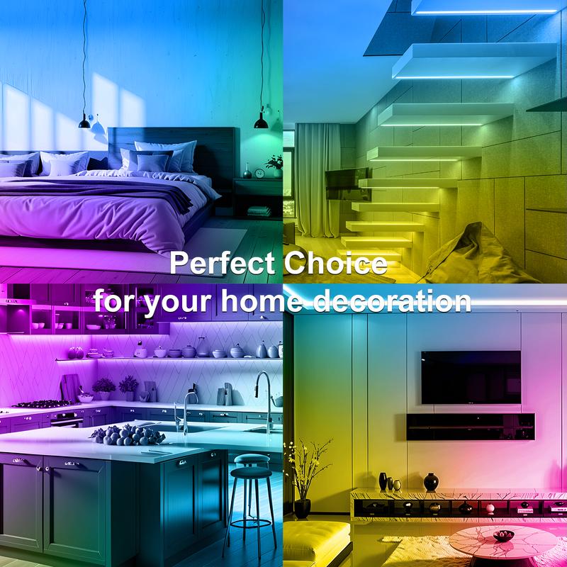 100FT 50FT Smart Led Light Strip RGB Color Changing Music Sync Strip Lights with App & Remote Control for Bedroom Indoor Lighting Decoration Modern