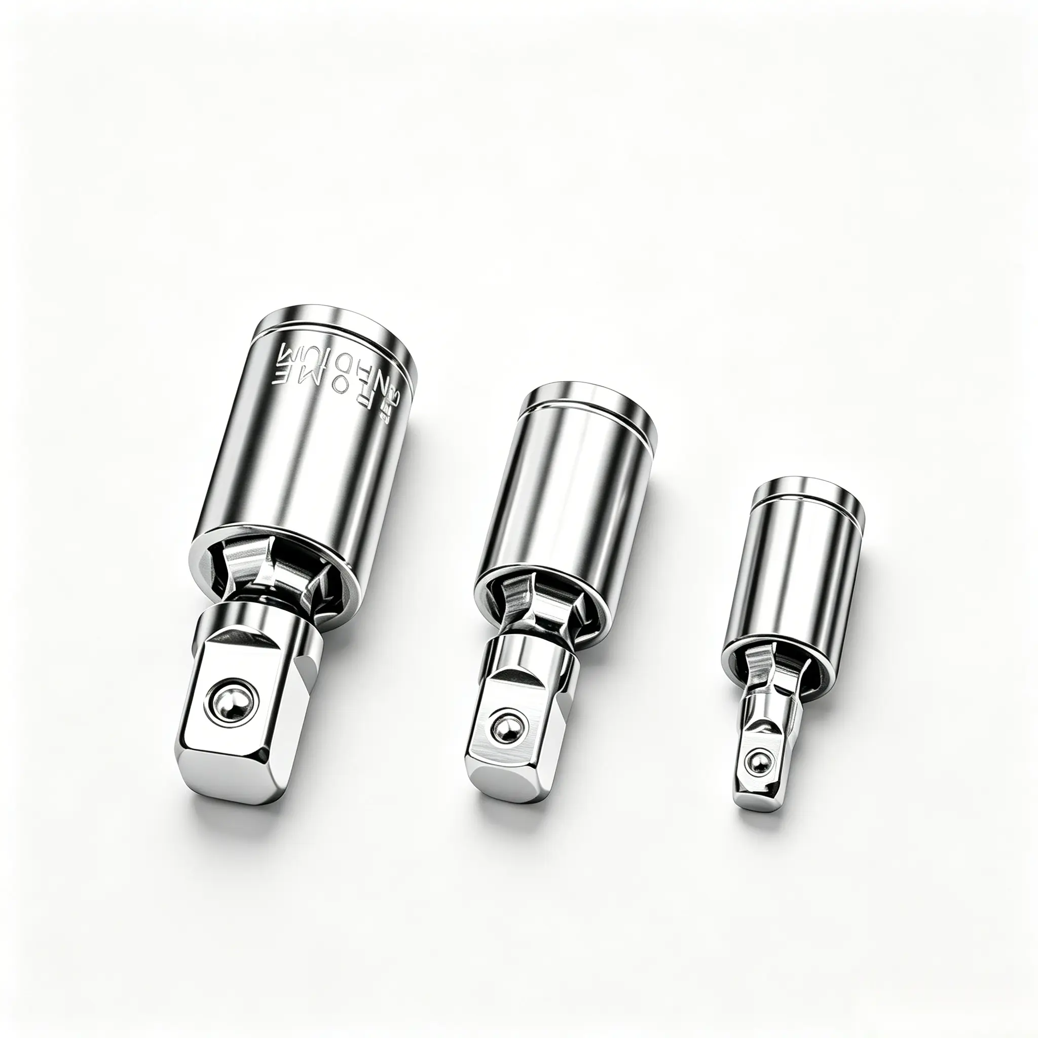 KEZHIDE 3PCS Universal Joint Swivel Socket Adapter Set - Chrome Vanadium Steel Drive Ratchet Adapter with 1/4, 3/8, 1/2 in (67mm) Sockets, Pinless Core, Full Rotation, Corrosion-Resistant for Automotive Repair Solutions, DIY Maintenance, Father's Day Gift