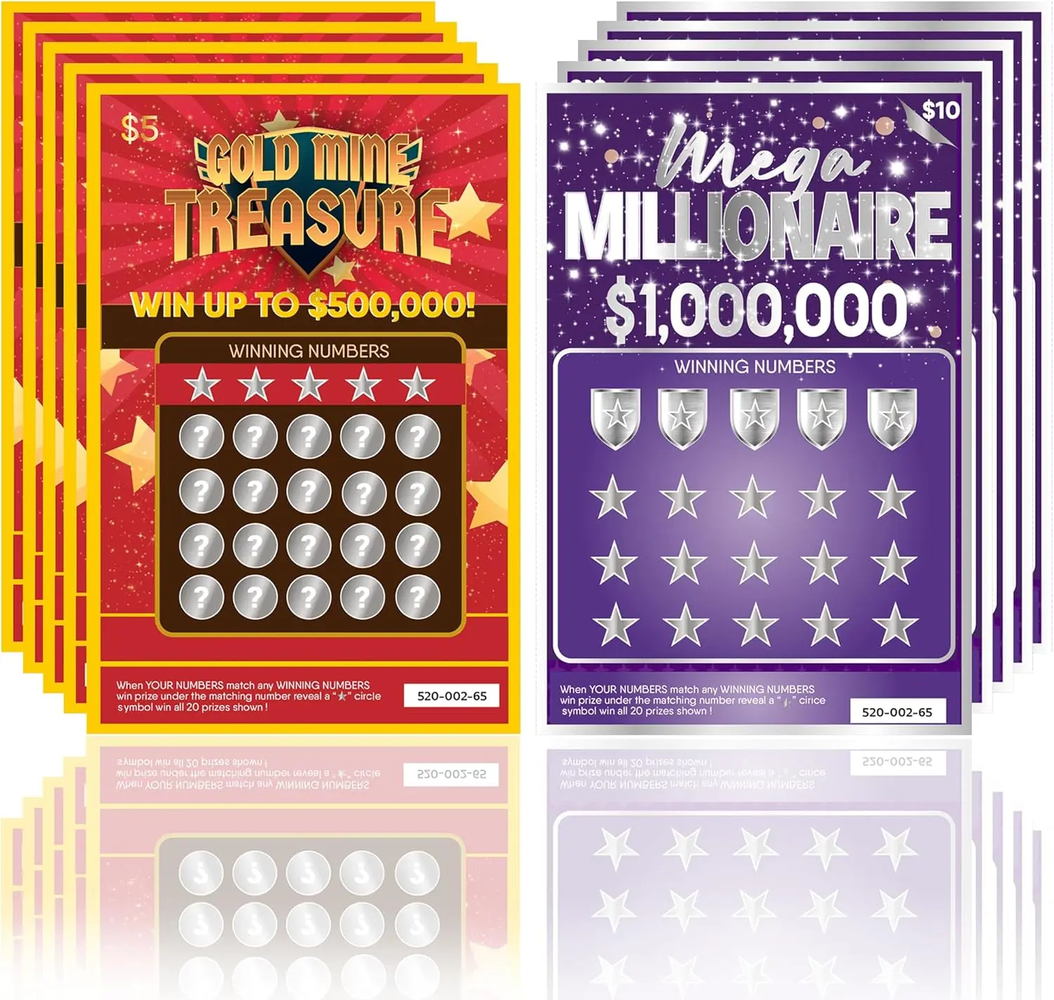 10 Fake Lottery Tickets and Scratch Off Cards that Look Real - Winning $1M and $500K - Gag Gifts Funny Adult - Prank Gifts for Adults Funny Pranks - April Fools Pranks