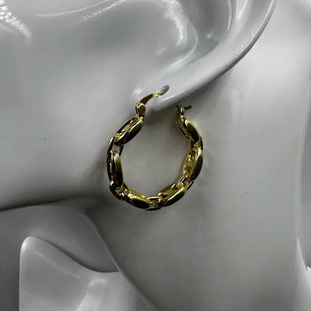 Gold Plated Chain Link Hoop Earrings