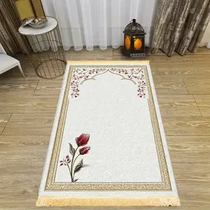 1pc Classic Floral Prayer Mat - 100% Polyester, Machine Washable, for Indoor/Outdoor, Pilgrimage & Meditation