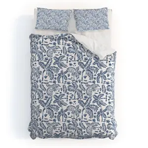 Deny Designs Twin/Twin XL Marta Barragan Camarasa Coastal Jungle Charm Duvet Cover Bedding Set Blue